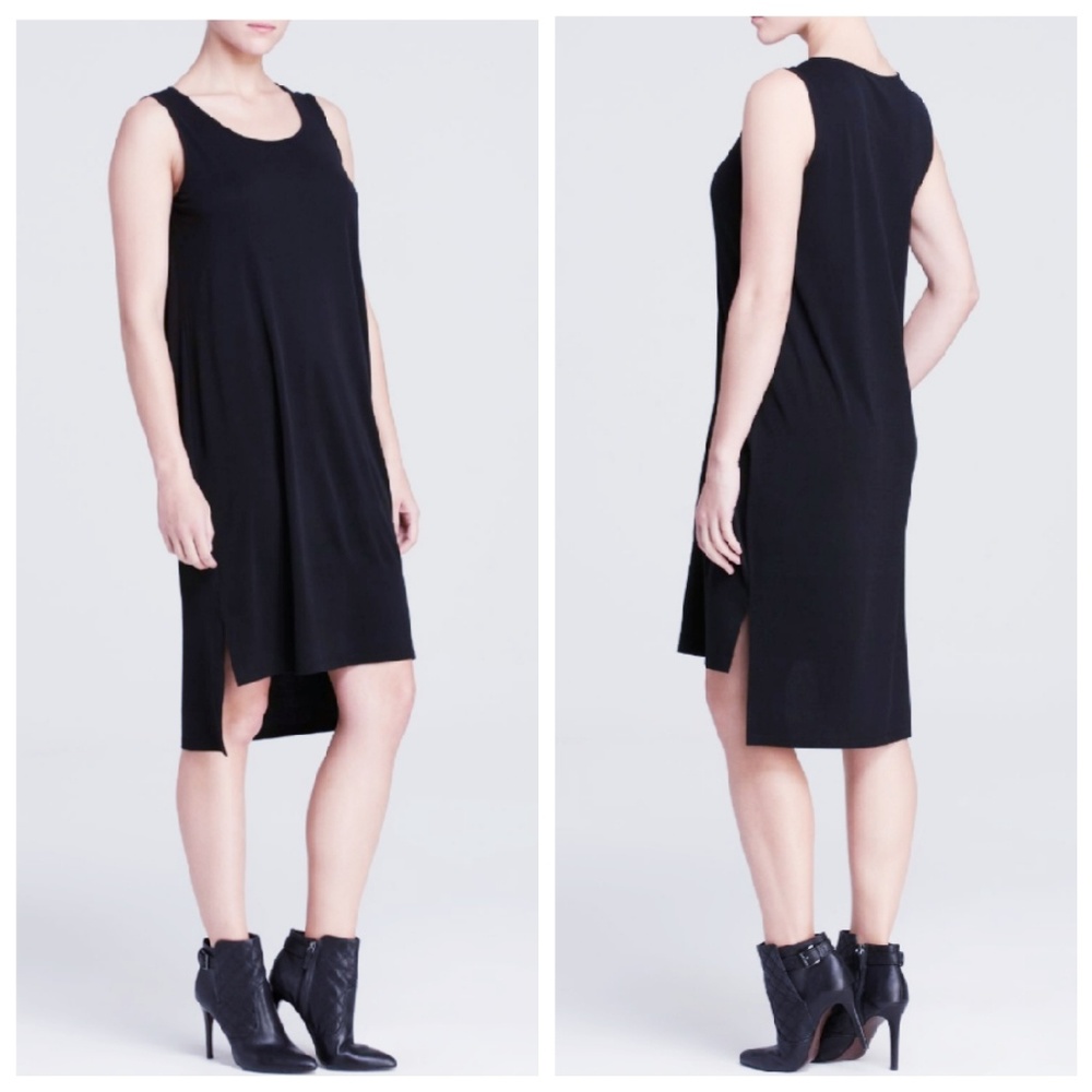 Eileen Fisher Silk High Low Scoop Neck Tank Dress - Picture 1 of 7